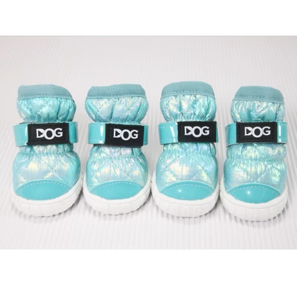 Teal/Voue Dog Snow Boots Shoes with Velcro Straps Flexible Soles NWOT - Picture 2 of 7